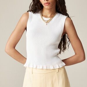 J Crew Ruffle-trim shell tank top in premium ultra-fine cotton